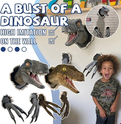 Dinosaur Head Wall Hanging - Jurassic Life-like Bursting Dinosaur Bust Prop Replica