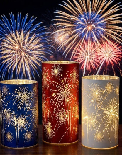 Celebration Firework Lanterns – Premium Patriotic Red, White & Blue Trio