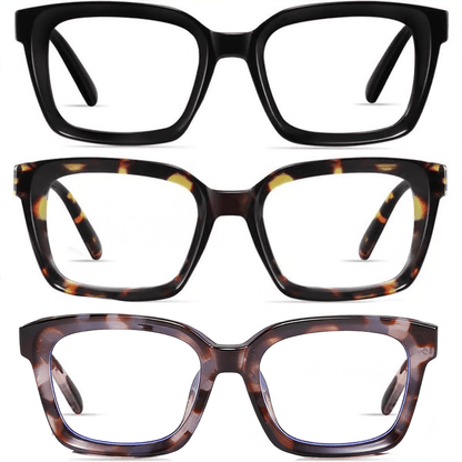 ✨👓Tortoiseshell Reading Glasses – Blue Light Blocking Oversized Square Readers