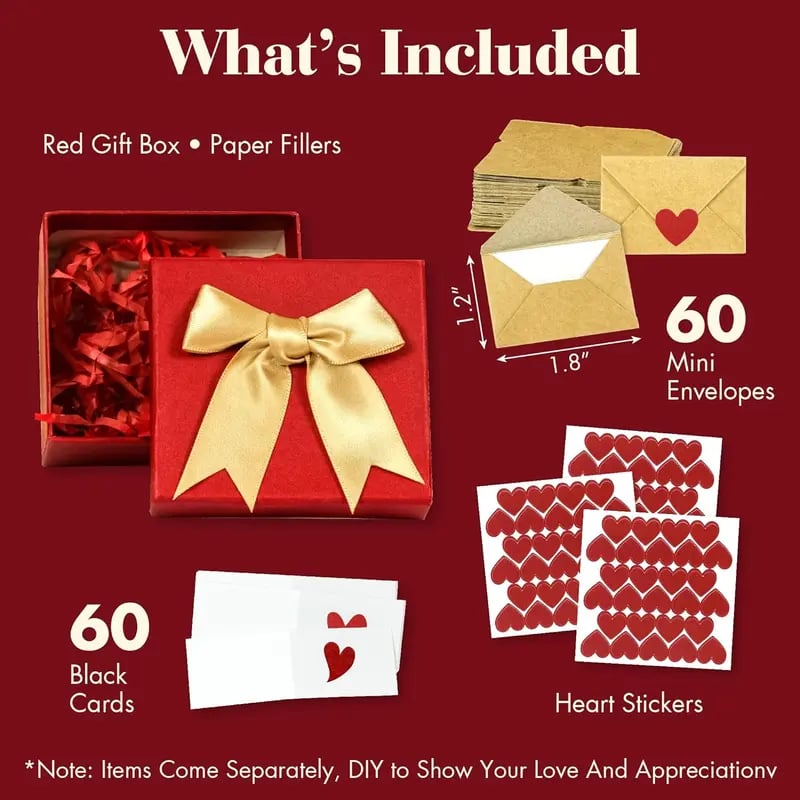 🏆Valentine's Day Pre-Sale Save 49%💌DIY Love Notes Box - Mini Blank Cards & Envelopes for Him/Her💕