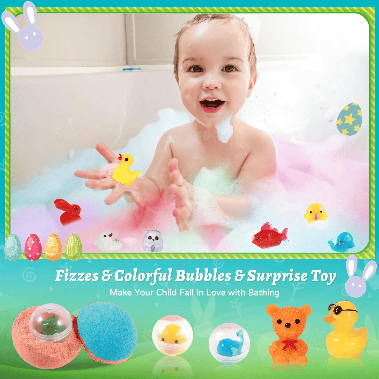 LAST DAY 50% OFF- Free Shipping🔥 - 🛁 Natural Bath Bombs for Kids with Mega Bubbles & Surprise Inside 🥚✨ Same as in the video