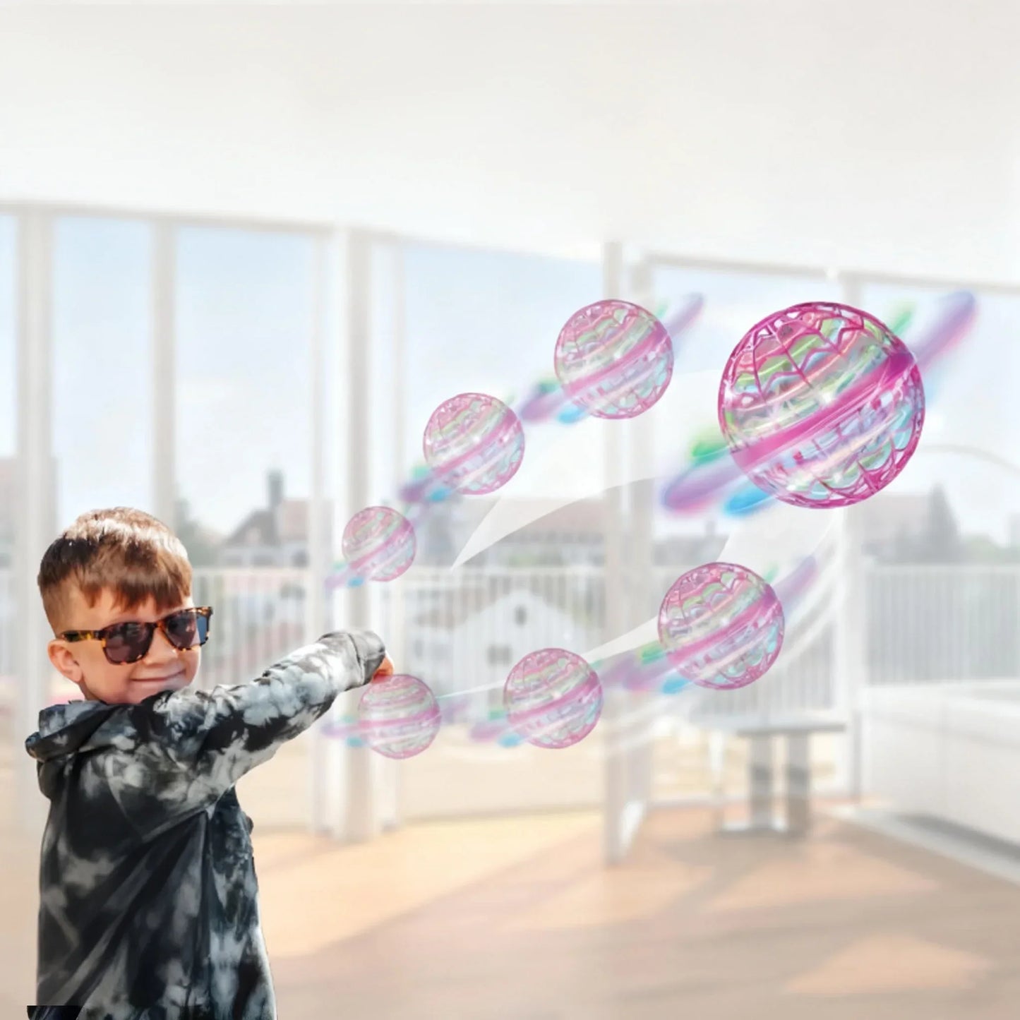 Flying Ball Toy – Light-up Hand-controlled Boomerang Spinning Mini Drone Toy, Floating Cosmic Ball
