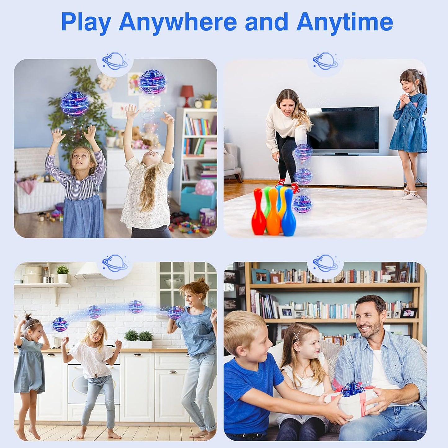 Flying Ball Toy – Light-up Hand-controlled Boomerang Spinning Mini Drone Toy, Floating Cosmic Ball