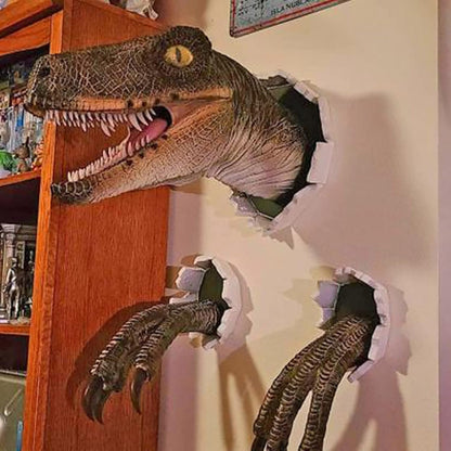 Dinosaur Head Wall Hanging - Jurassic Life-like Bursting Dinosaur Bust Prop Replica