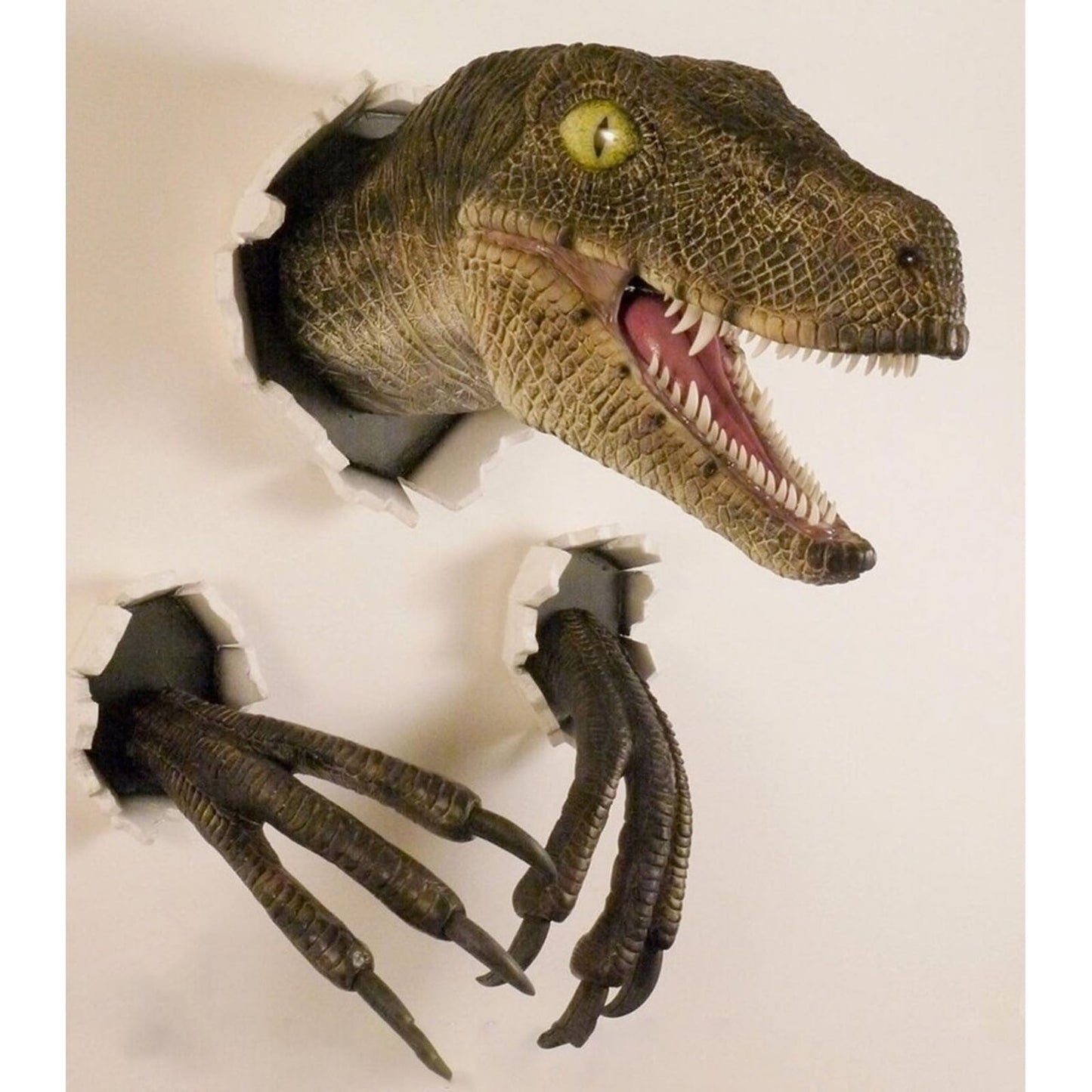 Dinosaur Head Wall Hanging - Jurassic Life-like Bursting Dinosaur Bust Prop Replica