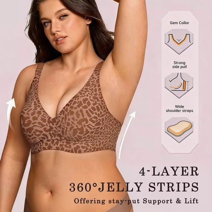 🏆Super Firming Leopard Print Jelly  Bra | Women Wirefree Bras 👍No More Sagging Breasts