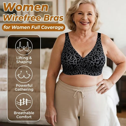 🏆Super Firming Leopard Print Jelly  Bra | Women Wirefree Bras 👍No More Sagging Breasts