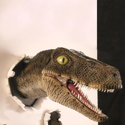 Dinosaur Head Wall Hanging - Jurassic Life-like Bursting Dinosaur Bust Prop Replica
