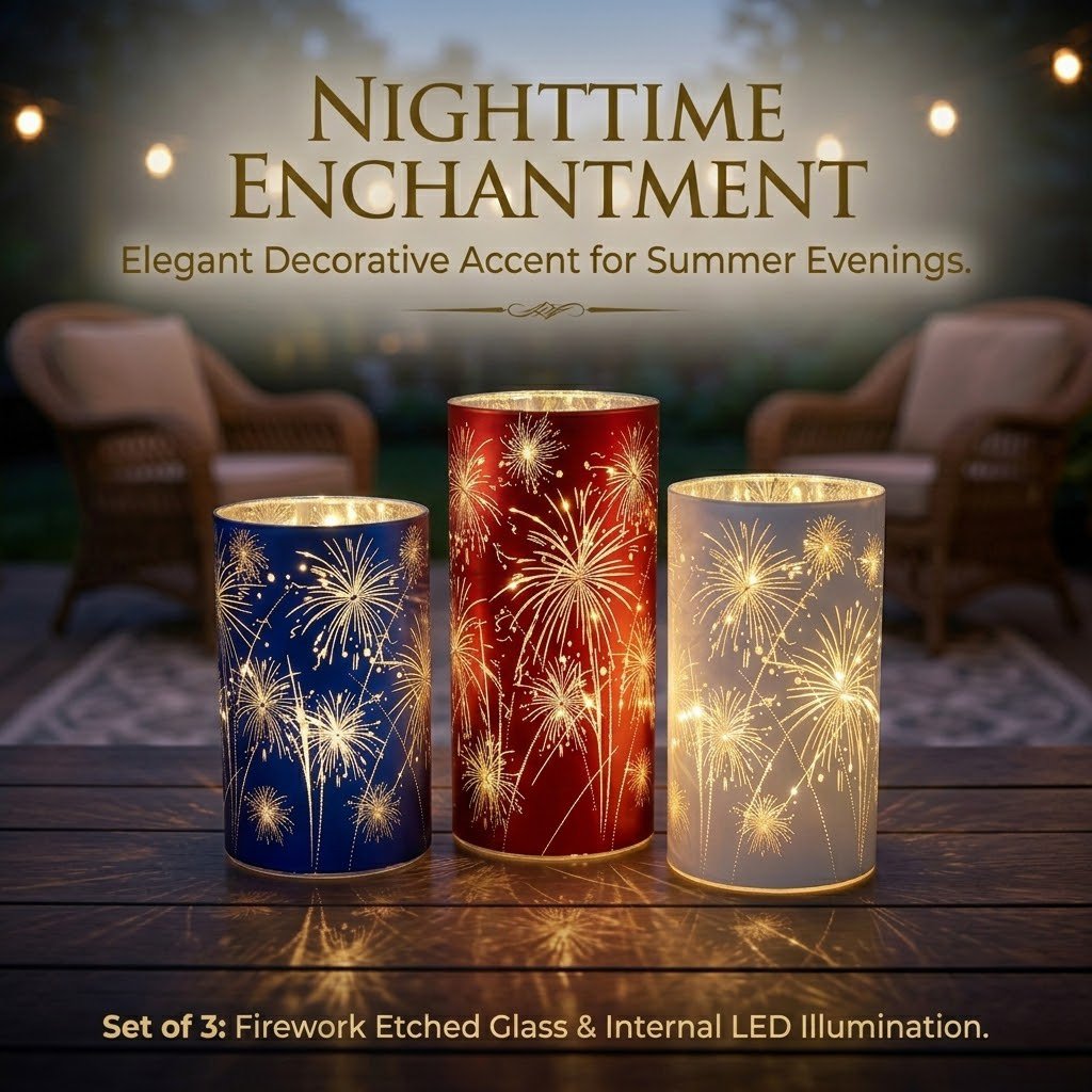 Celebration Firework Lanterns – Premium Patriotic Red, White & Blue Trio